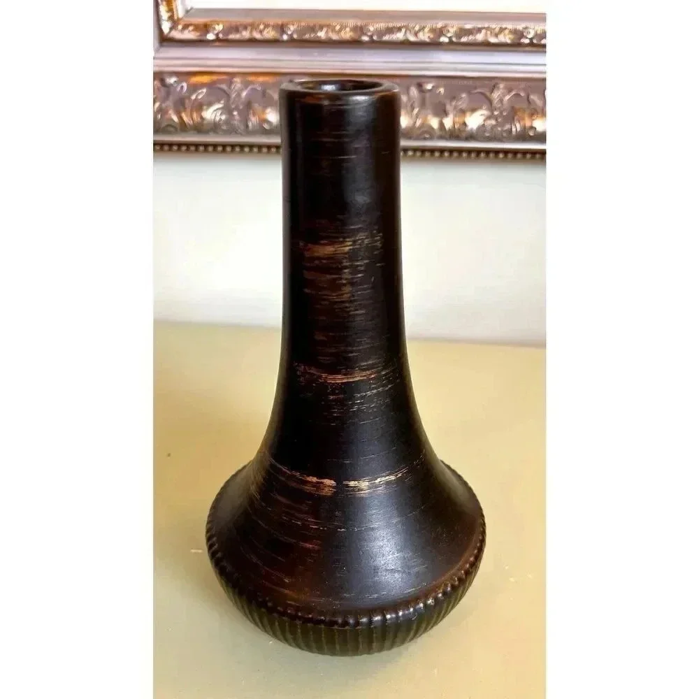 McCoy Pottery Vase Dark Brown Textured Rustic Farmhouse Decor‎ USA